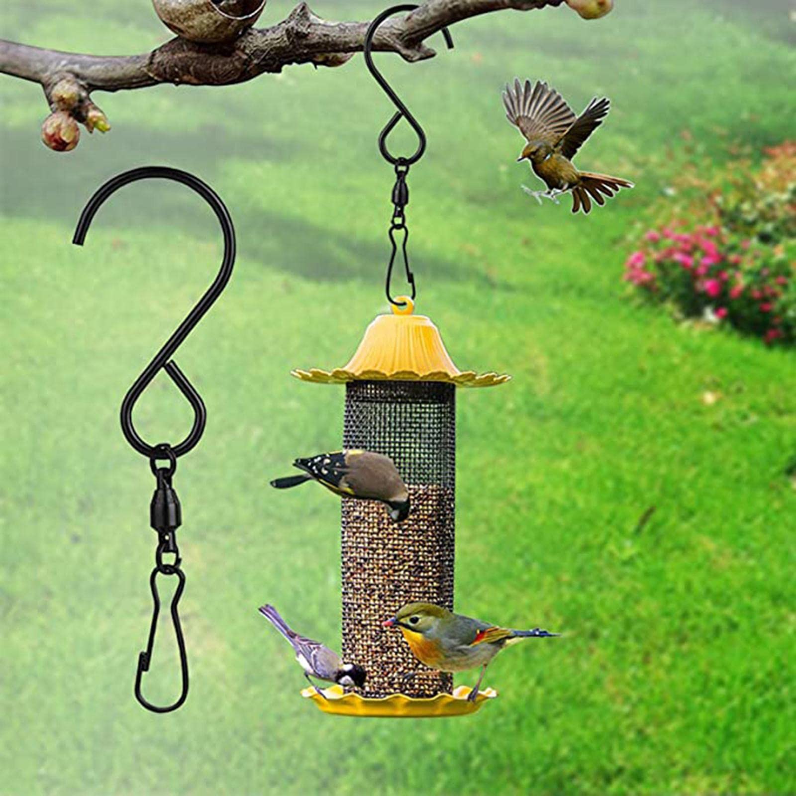 Fashion My Day 10x Swivel S Hooks Clips for Hanging Garden Wind Spinners Flower Pot Black-image-42