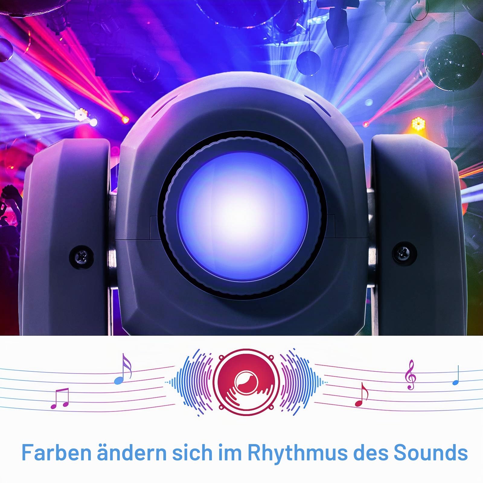 ZKYMZL 25W LED Moving Head Bühnenlicht Beam dmx512 Partylichter Spot Licht Lampe 8 Farben 8 Muster Lichteffekt für Bar Party Halloween Weihnachten Hochzeit Disco...