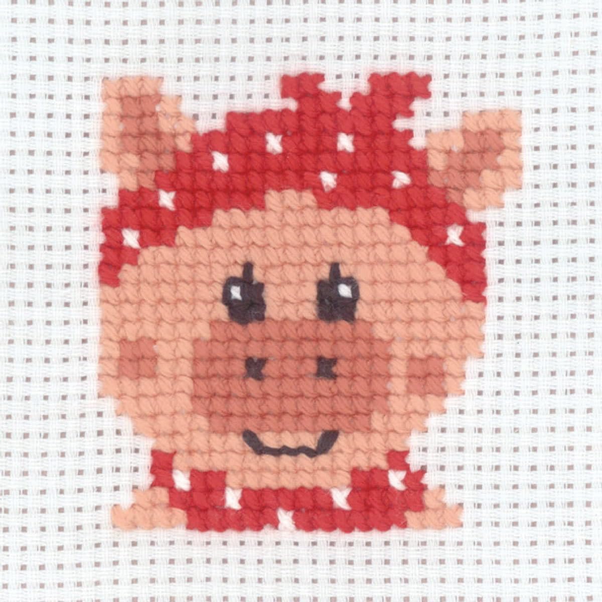 Cross Stitch Kit Pig Counted Pattern 8 x 8 cm