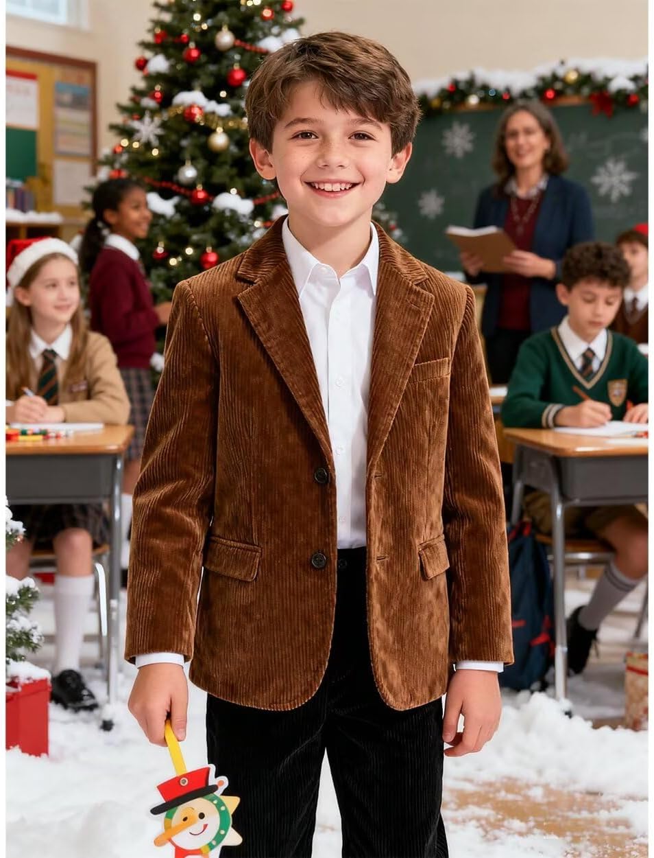 Corduroy Boys Blazer Slim Fit Boys Suits Jacket Kids Sports Coat for Wedding Homecoming Tux School Outwear Jackets Outfit