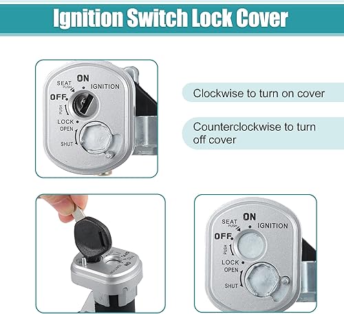 Miniatura 5 de X AUTOHAUX 1 Unidades de interruptor de encendido de motocicleta cilindro de combustible tanque de gas tapa de bloqueo de asiento con 2 llaves para