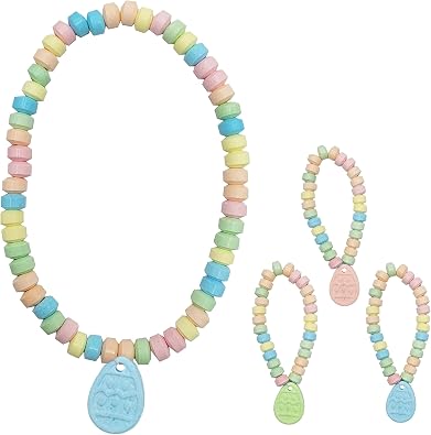 Fruidles Easter Egg Candy Bracelet & Necklace, Multicolor Fruit-Flavored Chewables for Party Favors
