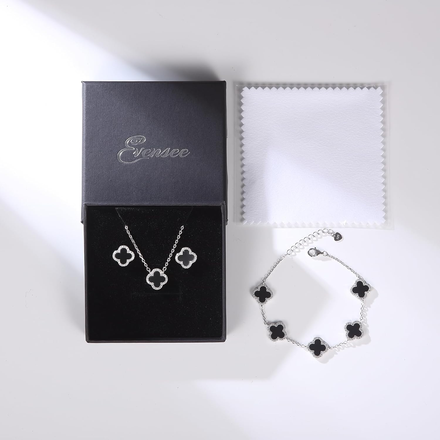 Evensee 925 Sterling Silver Clover Bracelet Collection,Adjustable Four Leaf Clover Charm Hand Jewelry Chain,Fashion Matching & Sporty Style for all days - Image 6