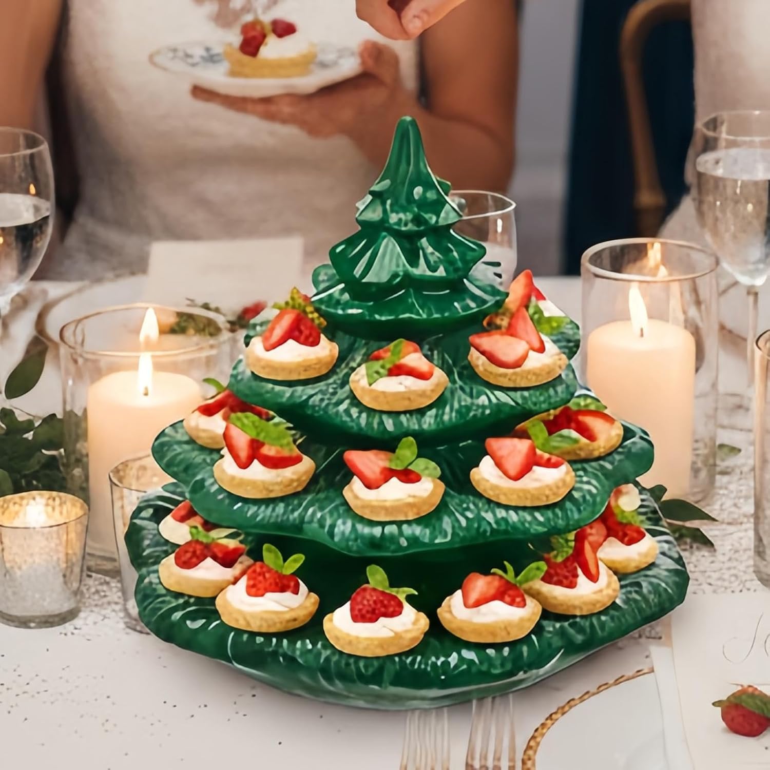 Deviled Egg Tray, 4-Layer Christmas Tree Shaped 26-Hole Party Serving Tray, Perfect for Holiday Gatherings, Thanksgiving, Weddings, Barbecue, Outdoor Parties, Picnic
