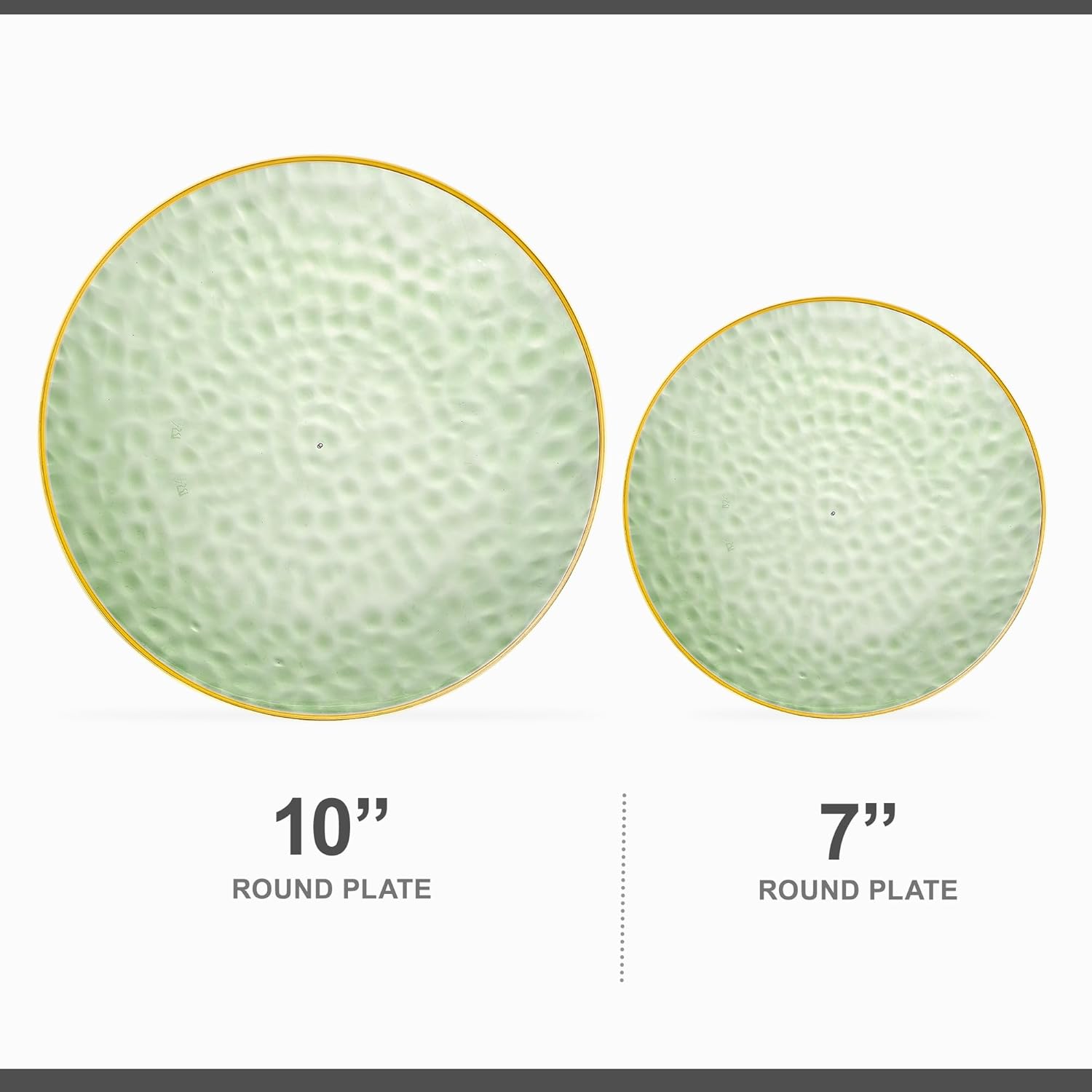 PLASTICPRO 32 Piece Combo Plates Set includes 16-7'' inch Plate & 16-10'' inch Plates Green Hammered Plastic Party Dish Premium ST patricks day Party Dishes - Image 4