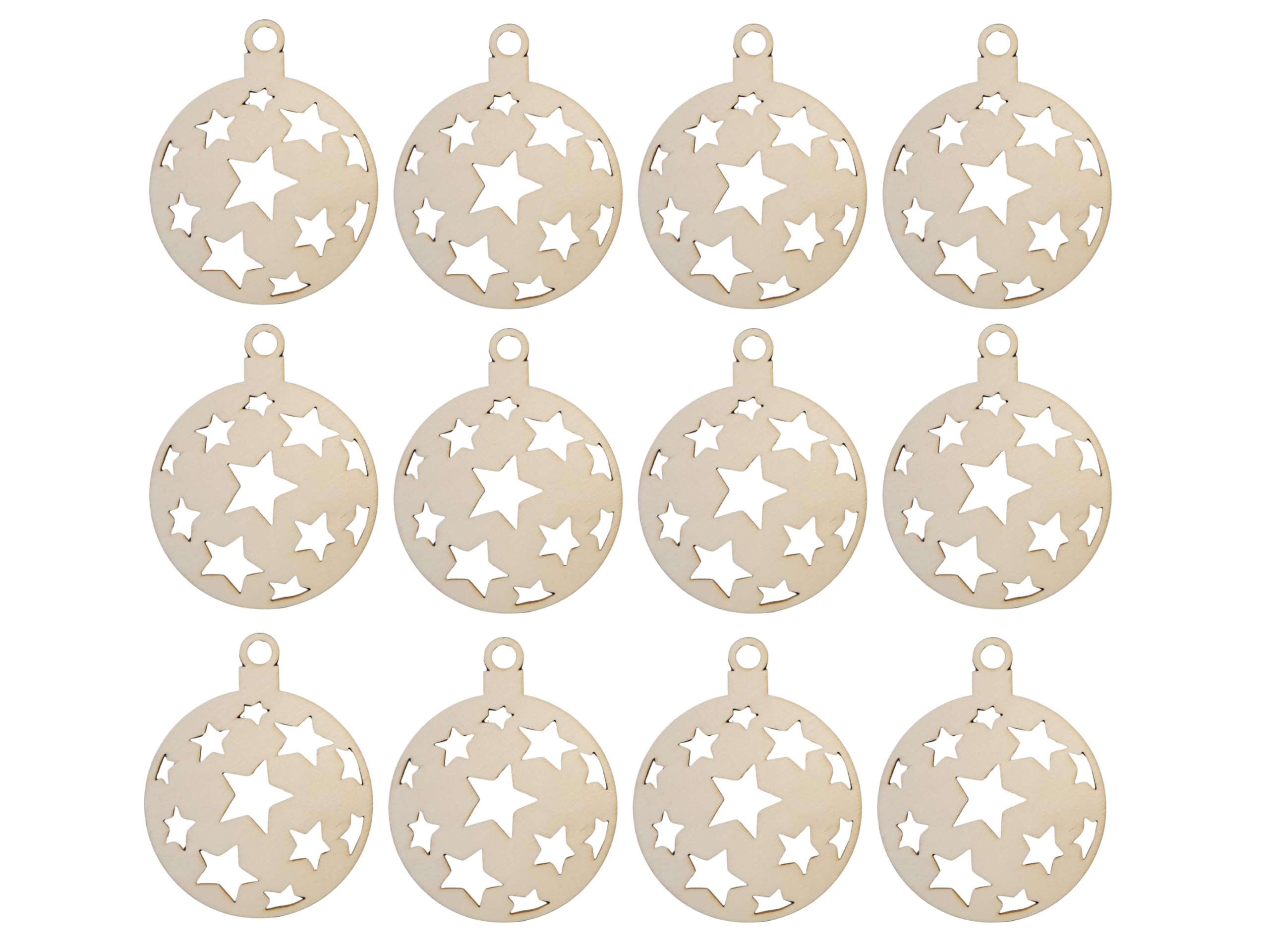 Hilltop Supplies Wood En Baubles 12 Pack Christmas Ornaments | Christmas Arts And Crafts | Hanging Diy Bauble | Creative Christmas Decor