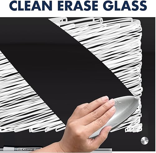 Miniatura 3 de Quartet modelo Infinity (G7248B) - Pizarra de vidrio magnética de borrado en seco, pizarra de 6 x 4 pies, montaje sin marco, superficie negra