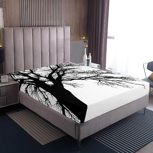 Miniatura 5 de Erosebridal Juego de ropa de cama de ramas, tamaño Queen, sábana bajera ajustable de árbol de árbol natural para adolescentes, adultos, mujeres,