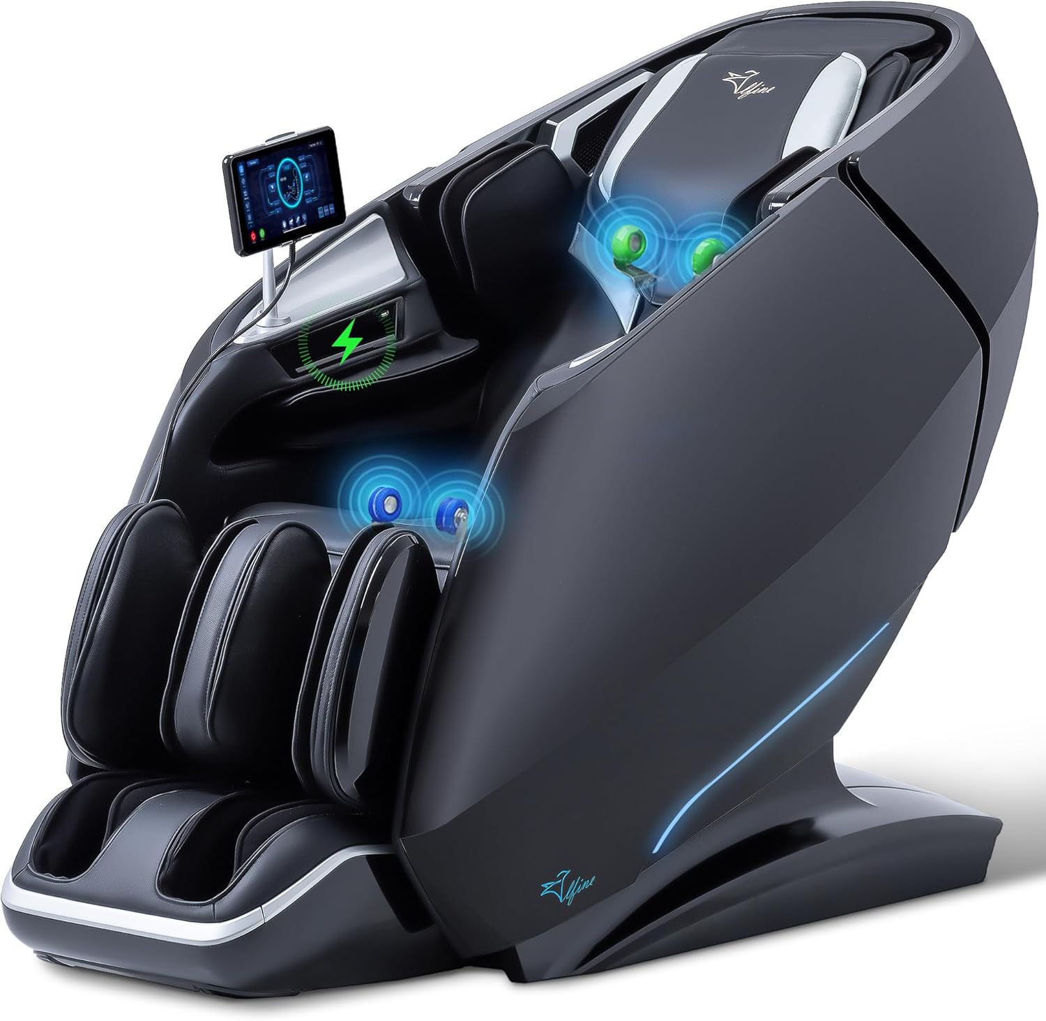 A860 Full Body 4D Massage Chair-Health Detection,Dual-Core System, 125°-166° i-Open Flexible Rail,Top Grain Genuine Cowhide,Customizable Programs,APP Control, AI Voice Control, 20+5 Modes(Deep Black)