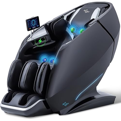 A860 Full Body 4D Massage Chair-Health Detection,Dual-Core System, 125°-166° i-Open Flexible Rail,Top Grain Genuine Cowhide,Customizable Programs,APP Control, AI Voice Control, 20+5 Modes(Deep Black)