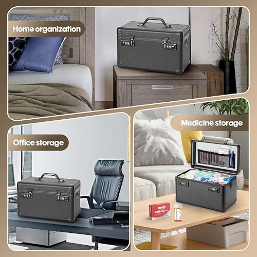 Miniatura 7 de Caja de seguridad grande  Caja de seguridad con combinación de seguridad, caja de almacenamiento con bloqueo para artículos personales y