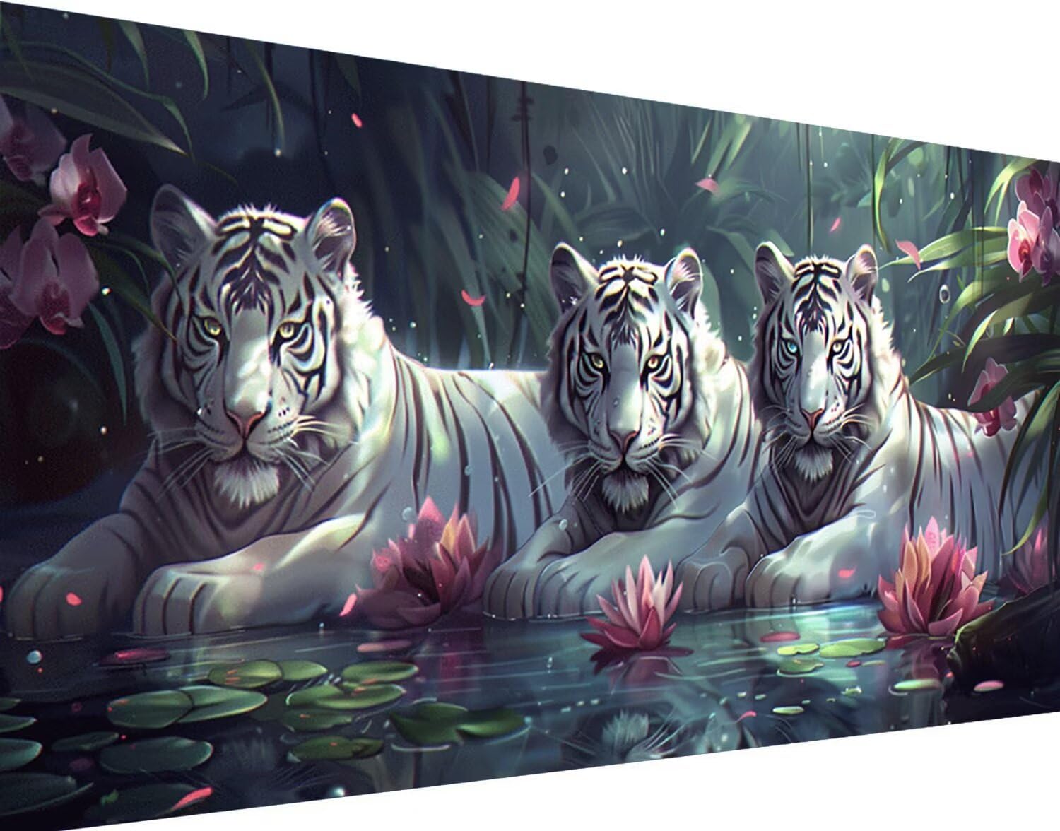 Diamond Painting Flower Diamond Art Kits Adults, 5D Diamond Art Tiger Large Diamond Painting Kits for Adults, DIY Diamond Art Square Drill Crystal Gem Embroidery Crafts, Home Wall Decor 50x100cm M-7