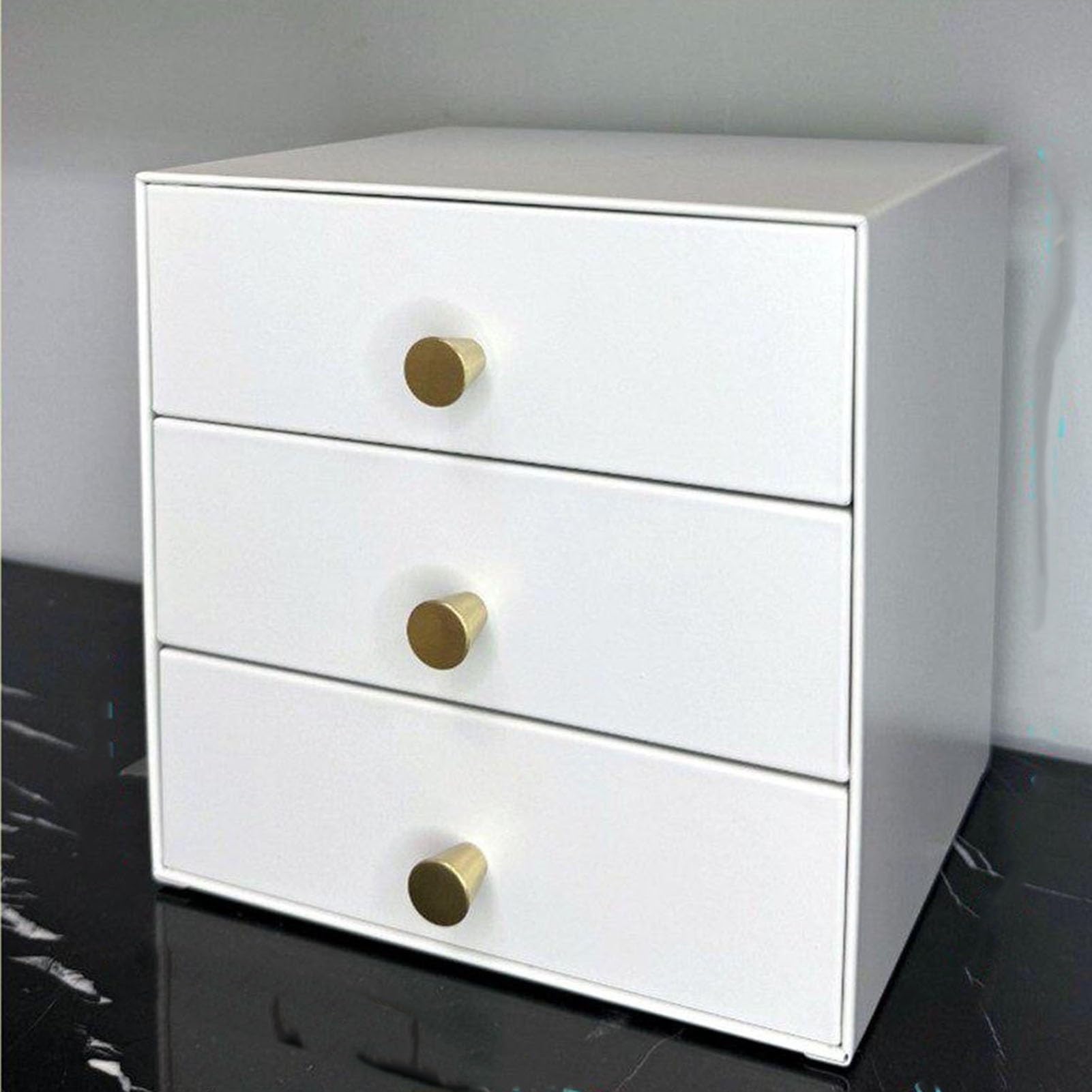 GUODDM Metal Tabletop Supplies Organizer With Drawers, Multicolor Storage Box With Handles, Desk Sundries Cosmetics Multi-layer Simple Cabinet Chest For Organization(White)