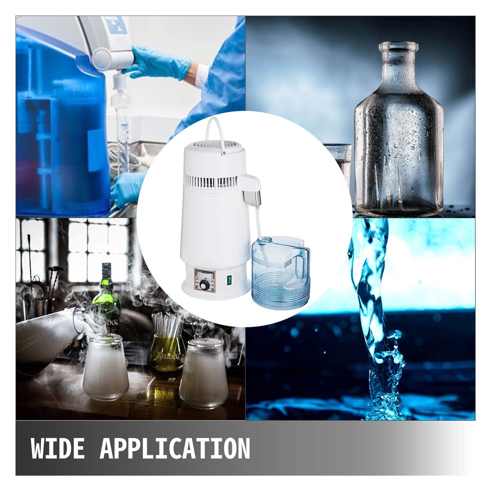 Destilador de filtro botella agua 4L, purificador, máquina mesa portátil, temperatura ajustable acero inoxidable for laboratorios y hogares,Alta Estabilidad