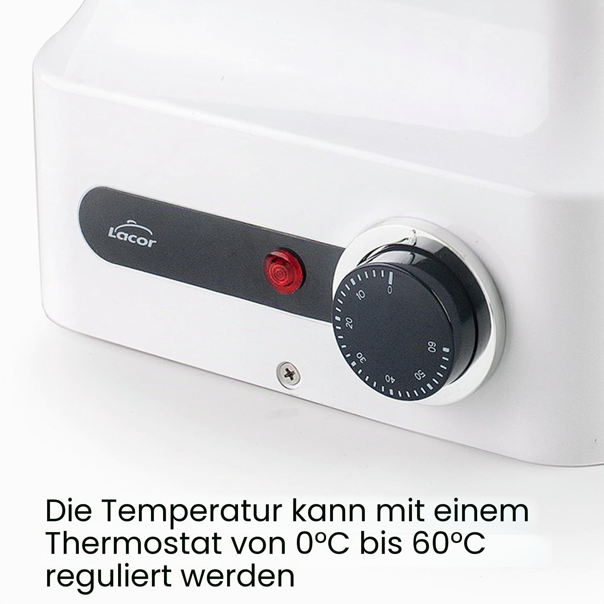LACOR 69617 Schokoladenbad aus Edelstahl 18/10, Schmelzen von Schokolade, ideal zum Backen, ABS-Kunststoff, Thermostat 0-60°C, 3D-Erwärmung, GN 1/6, 22, 5 x 26 x 14, cm, weiß, Stahl