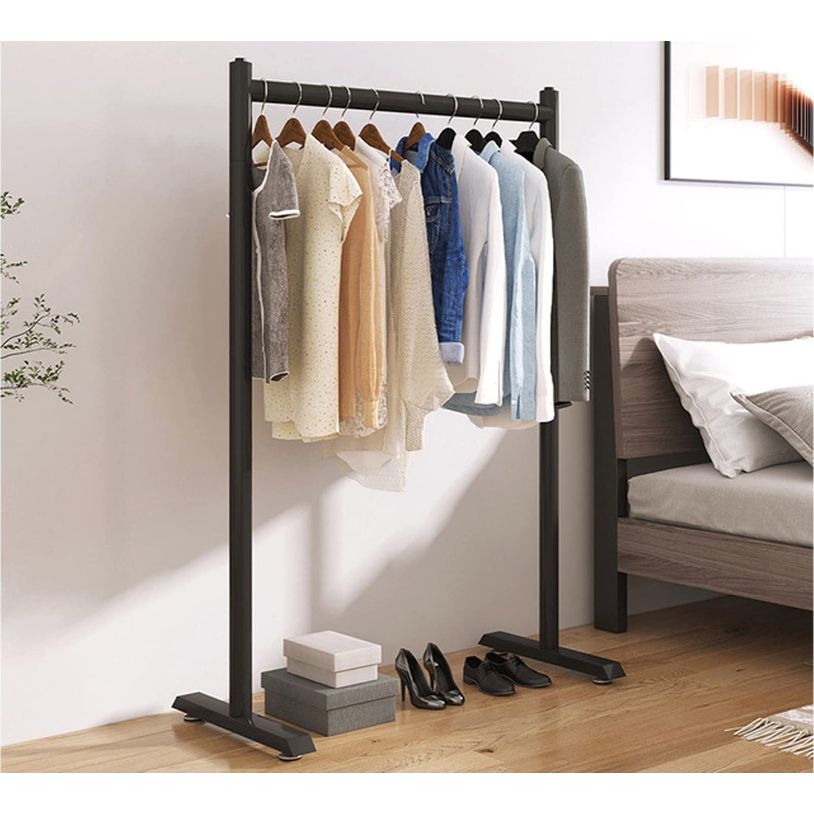 YNBSHGAA Clothes Rail Metal Garment Coat Rack Freestanding Clothing Hanger Coat Drying Rack for Bedroom Office Entryway/Gold/120Cm,Black-80Cm