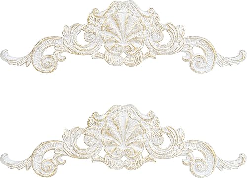 Sungmor 2 piezas de decoración de pared de hierro fundido, flores de metal adornadas vintage, decoración de frontones de pared enrollados, apliques