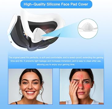 Silicone Cover Set Compatible with Oculus/Meta Quest 3,VR Accessories Silicone Protective Cover Hard Shell Includes Controller Grips,Front Shell Headset Cover and Face Cover(White)