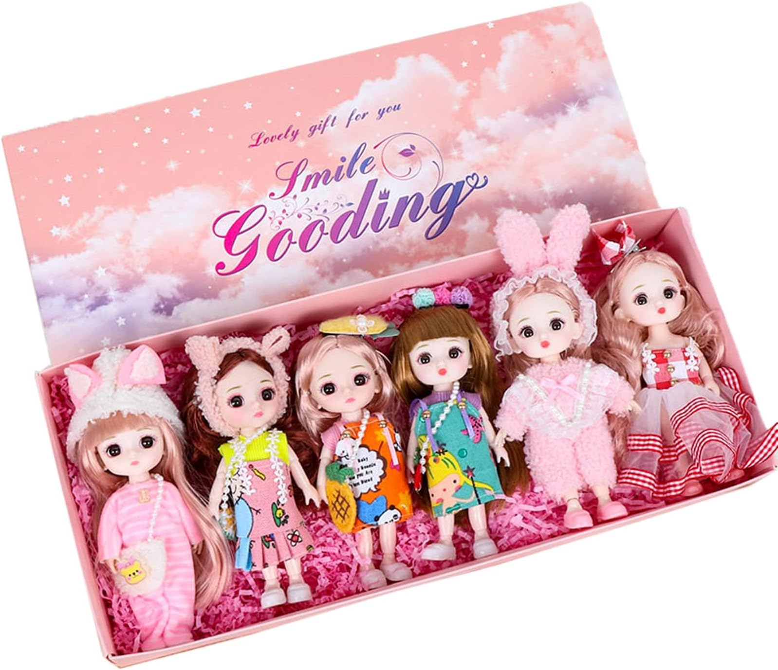 Mini Girl Dolls Princess Doll Baby Small Toy Fashion Cute Lovely Collection Play Figures for All Ages Set of 6 Dollhouse Girls Gift Set Costumes Pretty Cloth Handmade Girl Christmas Birthday Gift