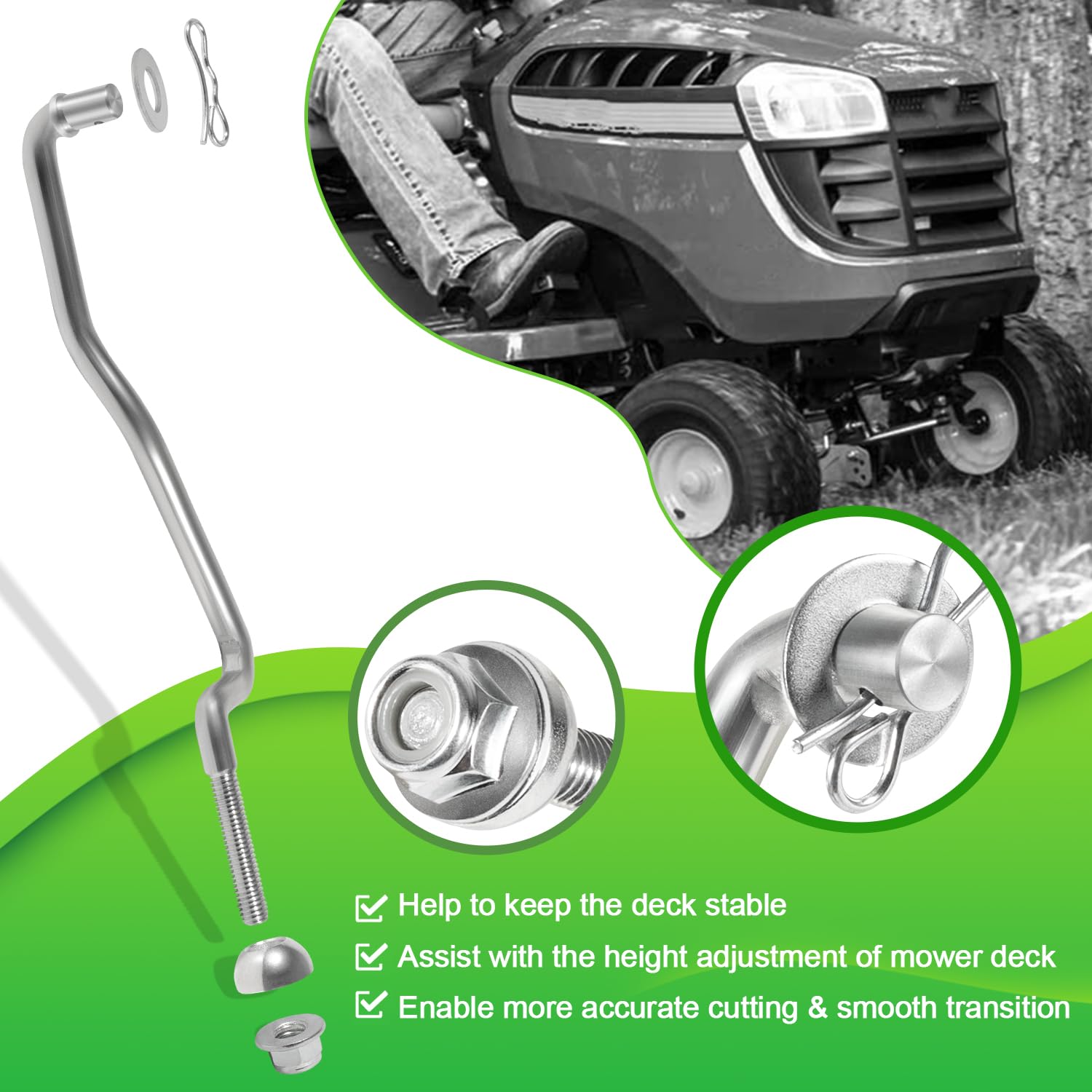 GX20497 Kit de bras de tirage avant / GX20497 Kit de liaison pour tracteur tondeuse John Deere 102 115 125 155C D155 LA L100 L120 L130 LA120 D140 X S E Series