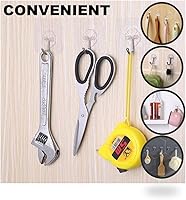 Vista 5 de 40pcs Heavy Duty Adhesive Hooks for Damage-Free Hanging - Transparent Plastic Hangers for Ceilings and Walls