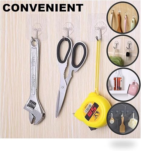Miniatura 5 de 40pcs Heavy Duty Adhesive Hooks for Damage-Free Hanging - Transparent Plastic Hangers for Ceilings and Walls