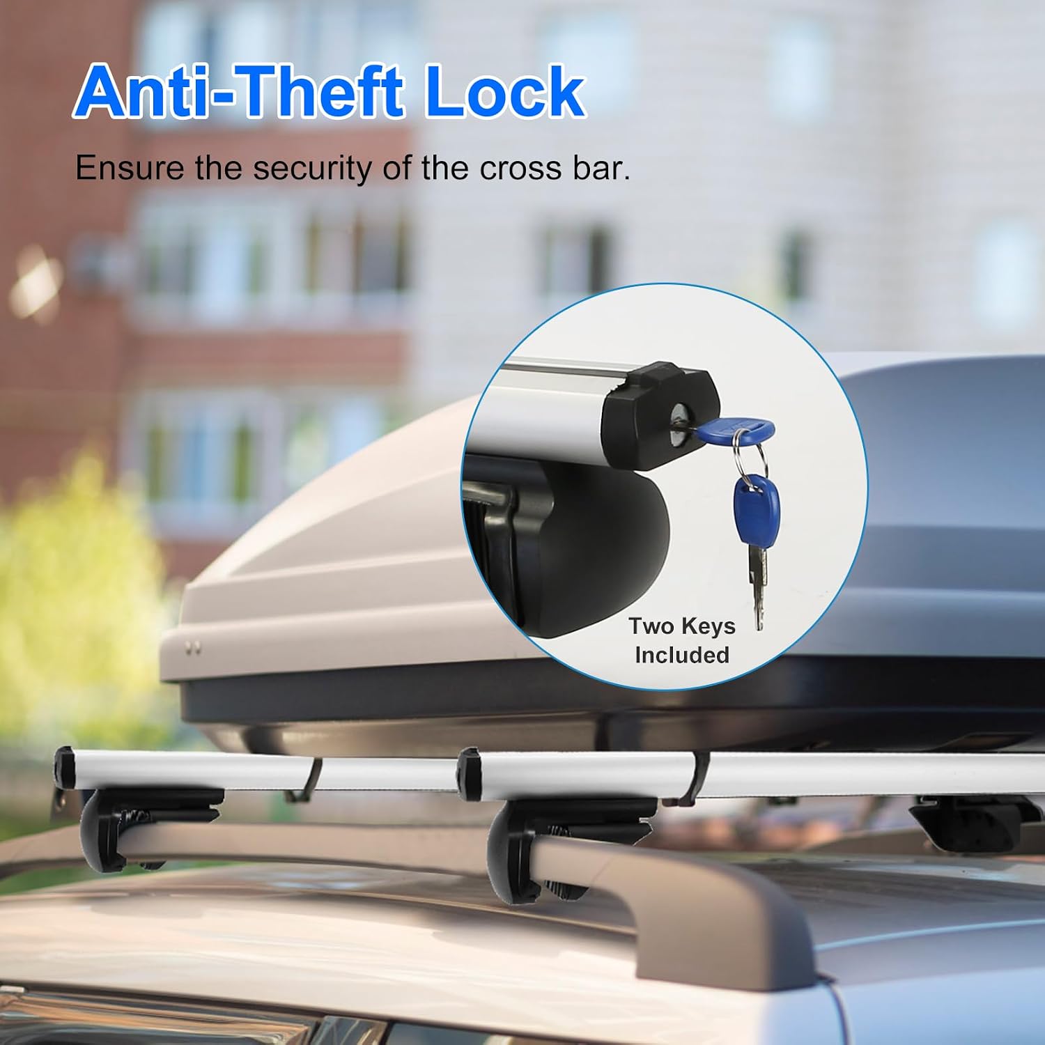 Universal Roof Rack Cross Bars, 48'' Adjustable Aluminum Lockable Crossbars with Dual Keys, Upgraded Anti-Theft Roof Cargo Bars Fits Most Vehicles Existing Raised Side Rails with Gap,200LBS Max Load