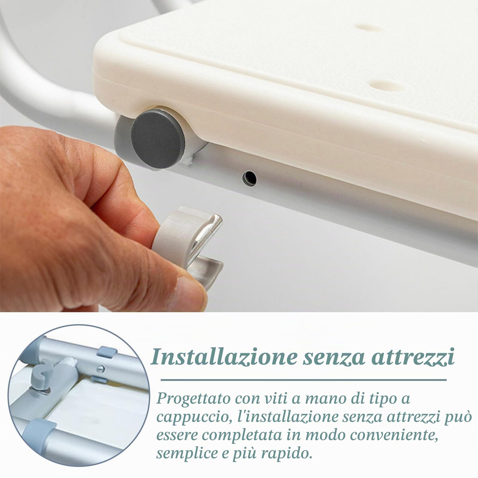 Sedile da bagno per anziani Sedile da doccia Panca da doccia per bagno, Tavole da bagno estensibili da 72-82 cm Portata 136 kg Sedile da bagno, alluminio, sedile da doccia antiscivolo, bianco