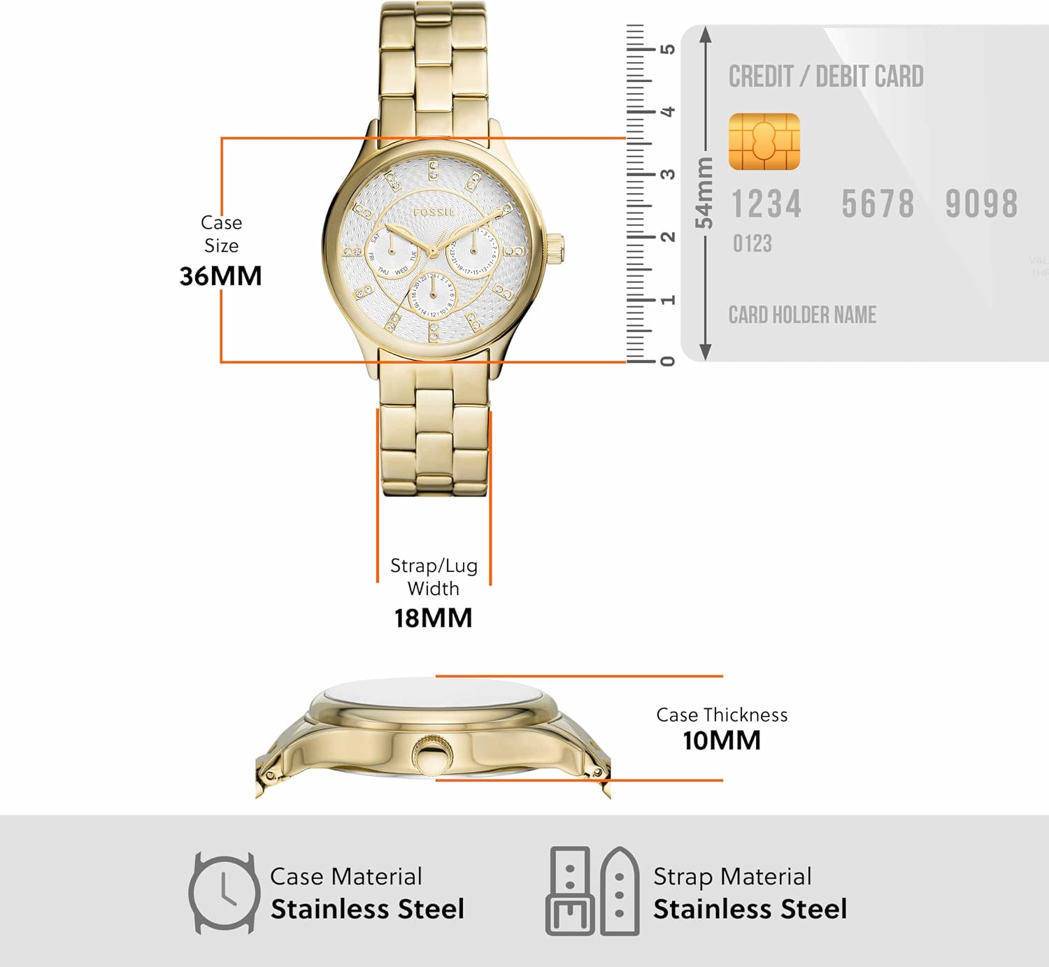 Modern Sophisticate Multifunction Gold-Tone Stainless Steel Watch