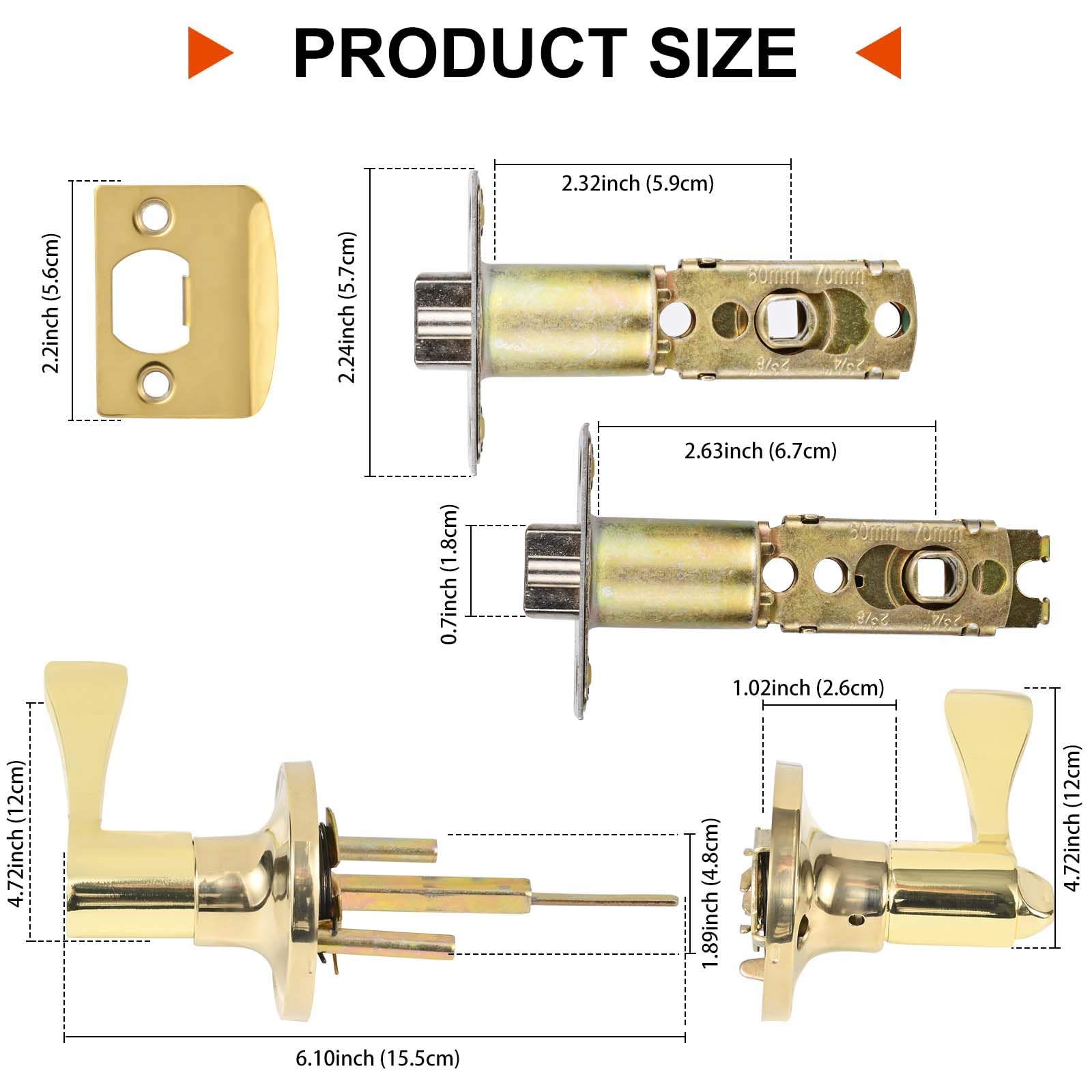 YELANGU 1 Pack Satin Nickel Heavy Type Door Handle Lock, Entrance Doors Handles with Locks and Key - Image 2