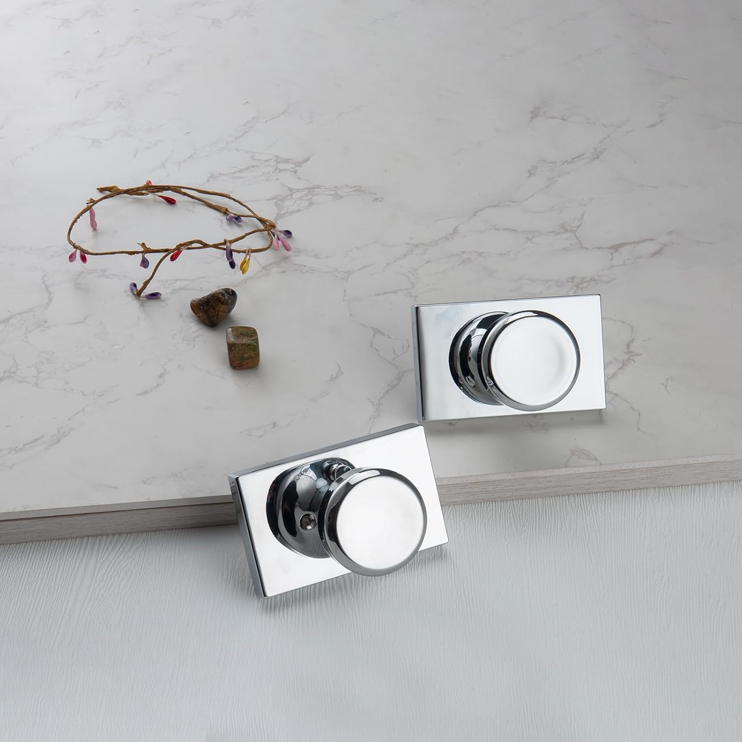 Interior Door Knobs for Bath & Bed,Polished Chrome Door Knob with Lock, Heavy Duty Pismo Doorknob