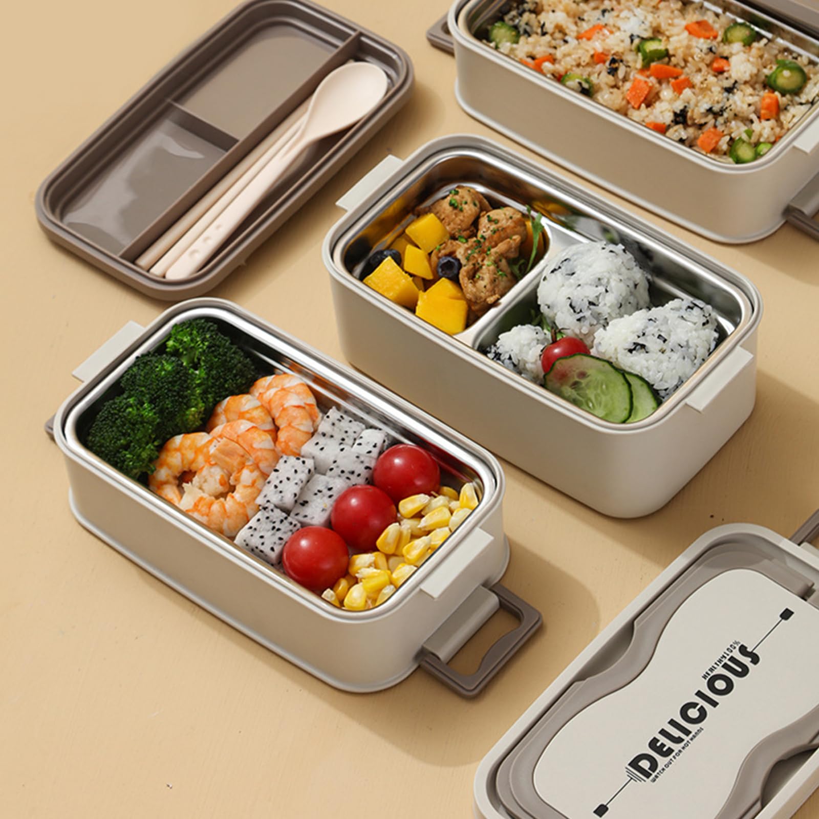 Amazon | 304不锈钢ランチボックス 3段保温弁当箱 電子レンジ対応 漏れ