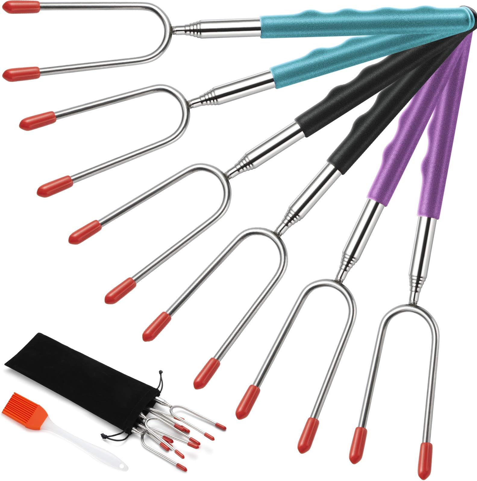 Janety 8 Stück Teleskop Grillspieße Edelstahl - Marshmallow & BBQ