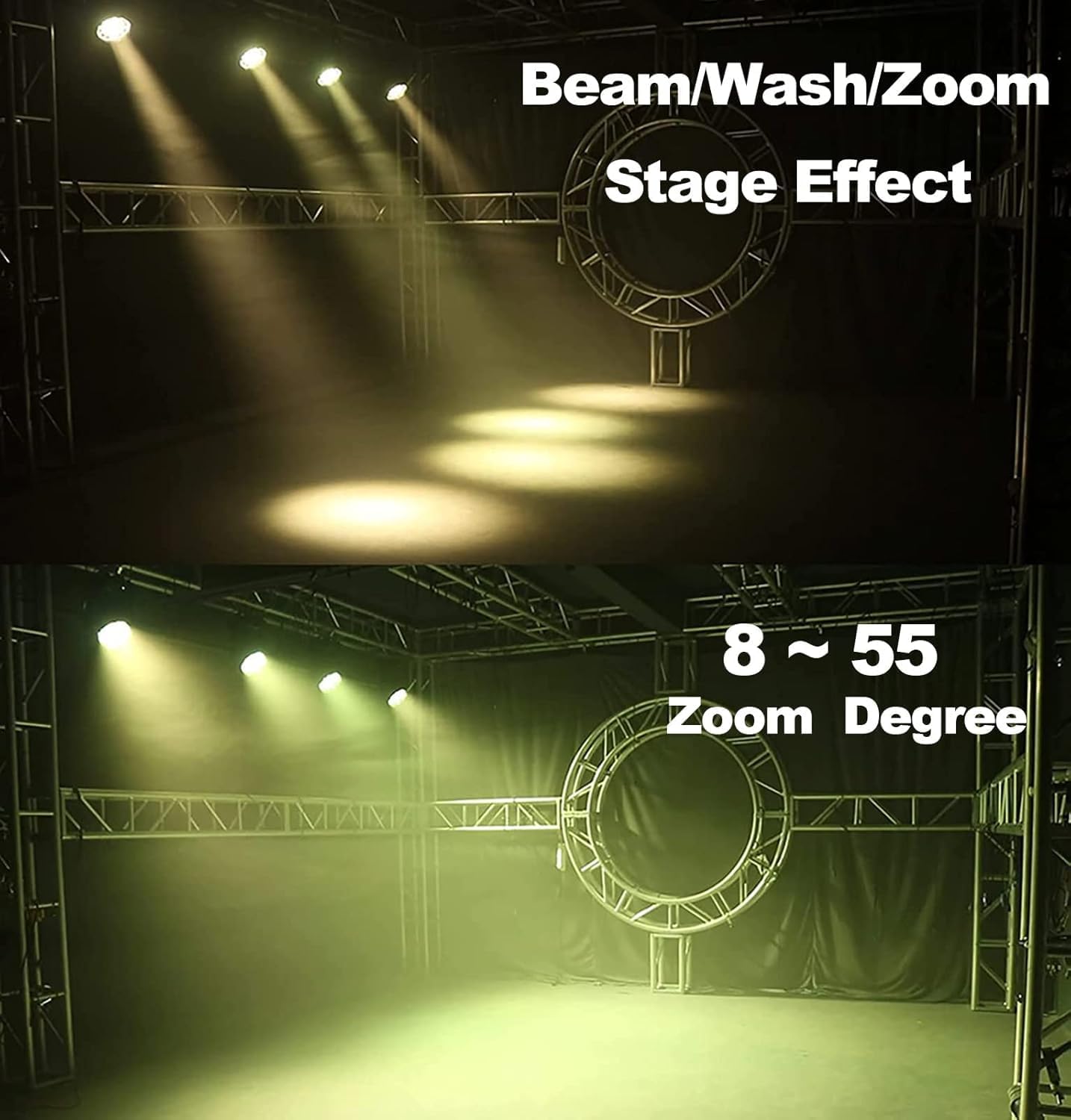 Luces de Disco de Cabeza en Movimiento de 19x15w, LED RGBW DJ Luces de Escenario con Control de Voz, Soporte DMX512,4in1 Luces de Etapa del Efecto de viga/Lavado, para Fiesta Escolar, Concierto 1
