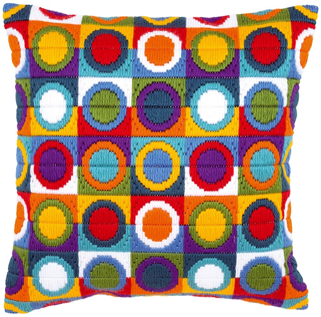 Vervaco Circles Long Stitch Cushion, Multi-Colour