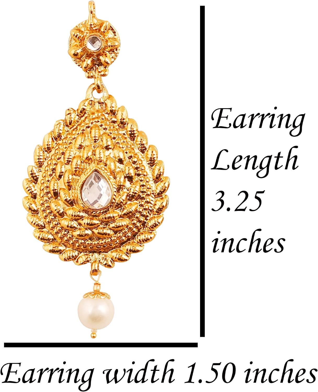 Touchstone Indian Bollywood Traditional Handcrafted Designer Crystal Jewelry Colorful Long Earrings Jhumki in Gold Or White Tone for Women.