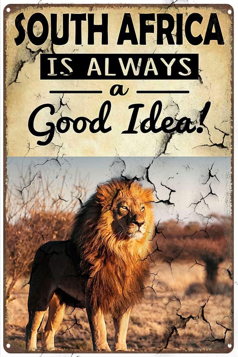 Acdoet Tin-09 Beautiful Lion South Africa Is Always A Good Idea Vintage Style Aluminum Sign Metal Sign Metal Decor Wall Sign Wall Poster Wall Decor Door Plaque Aluminum Sign 12X16 Inch