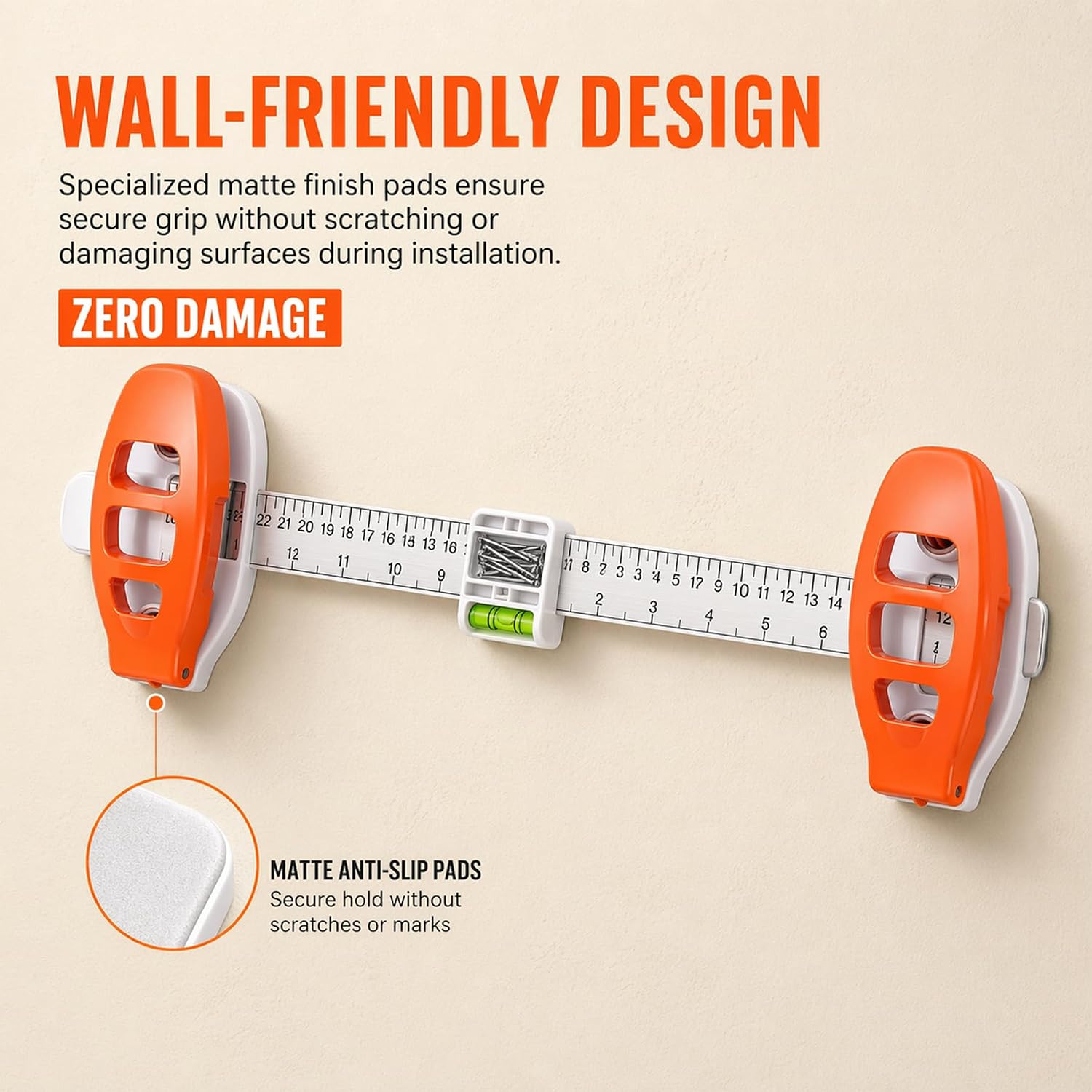 Level Ruler Picture Hanging Tool with Built-In Level for Frames, Wall Decor, Easy Alignment Picture Hanger Tool