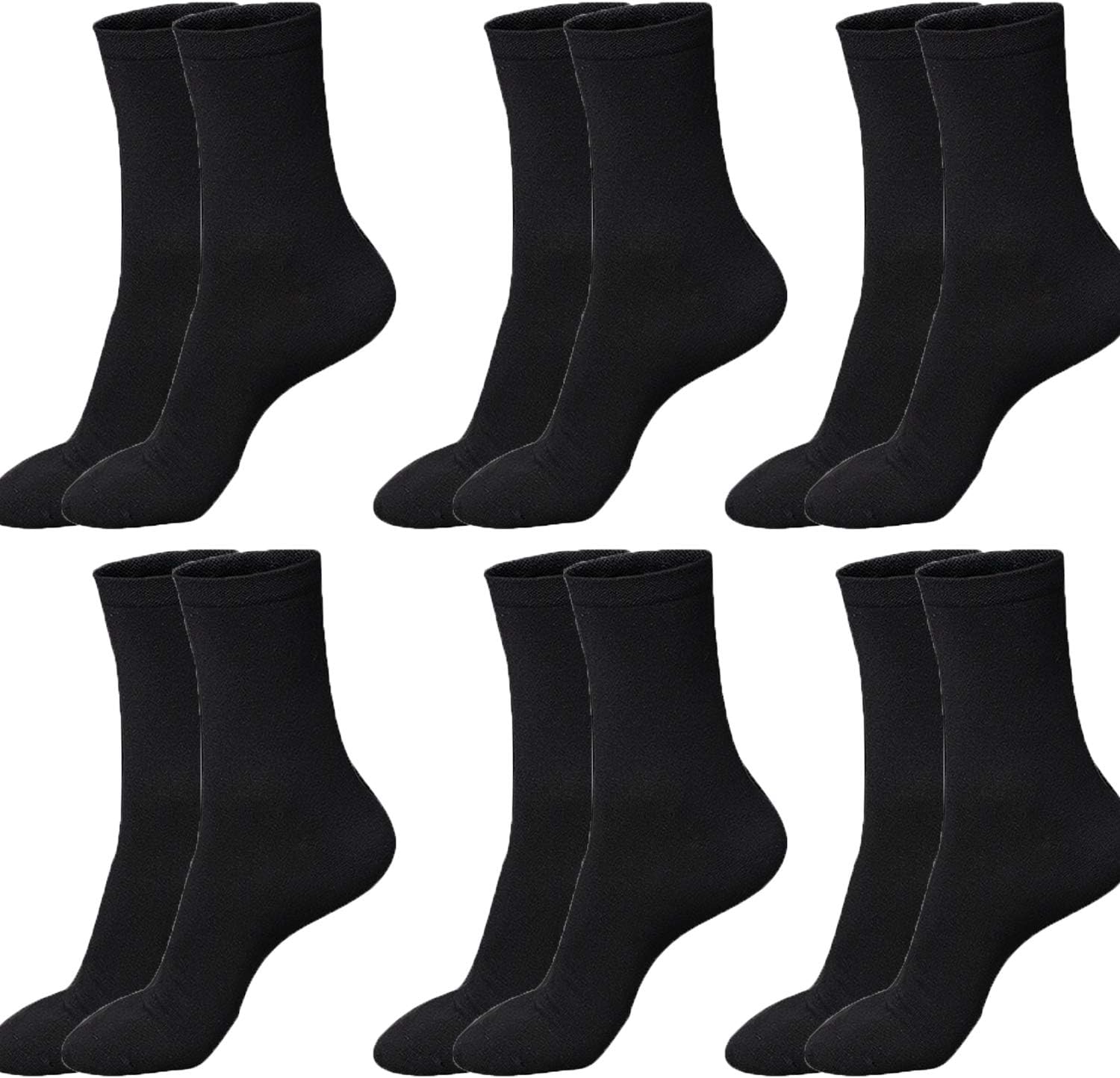 6/12 Pairs Womens Black Crew Socks Size 7-9 Womens black dress socks Lightweight Soft Cotton Thin Business Casual