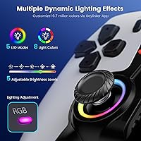 Vista 9 de Phone Controller for iPhone/Android/Switch 1/2/OLED/iPad Mini With Hall Joystick, Wireless LED Mobile Gaming Controller for iOS Support PS Remote