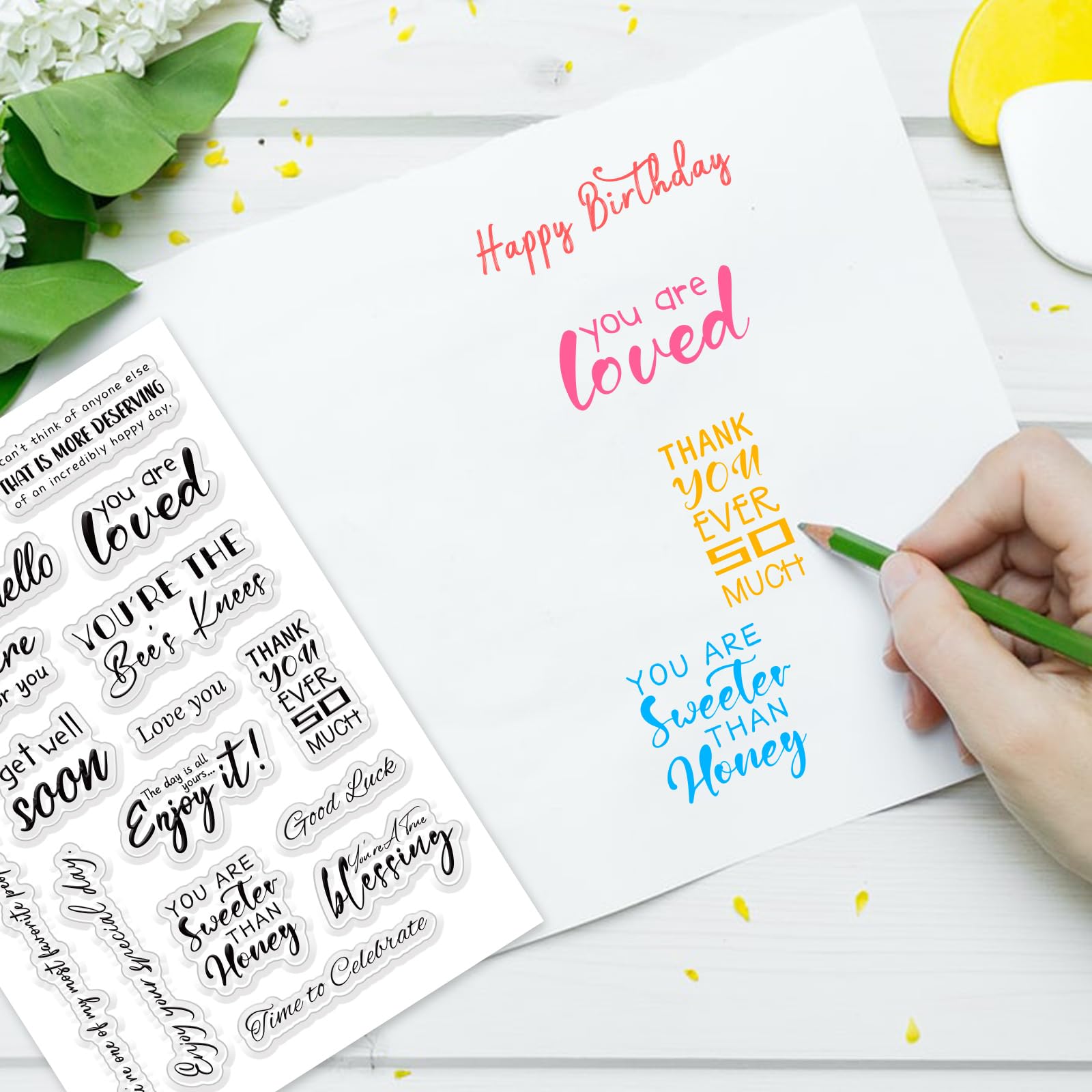 Happy Easter Stamp Wedding Stamp INFUNLY Word Clear Stamps And Dies For  Card Making Blessing Words Book Stamp Sentiment Stamps For Card Making, image size:1600x1600