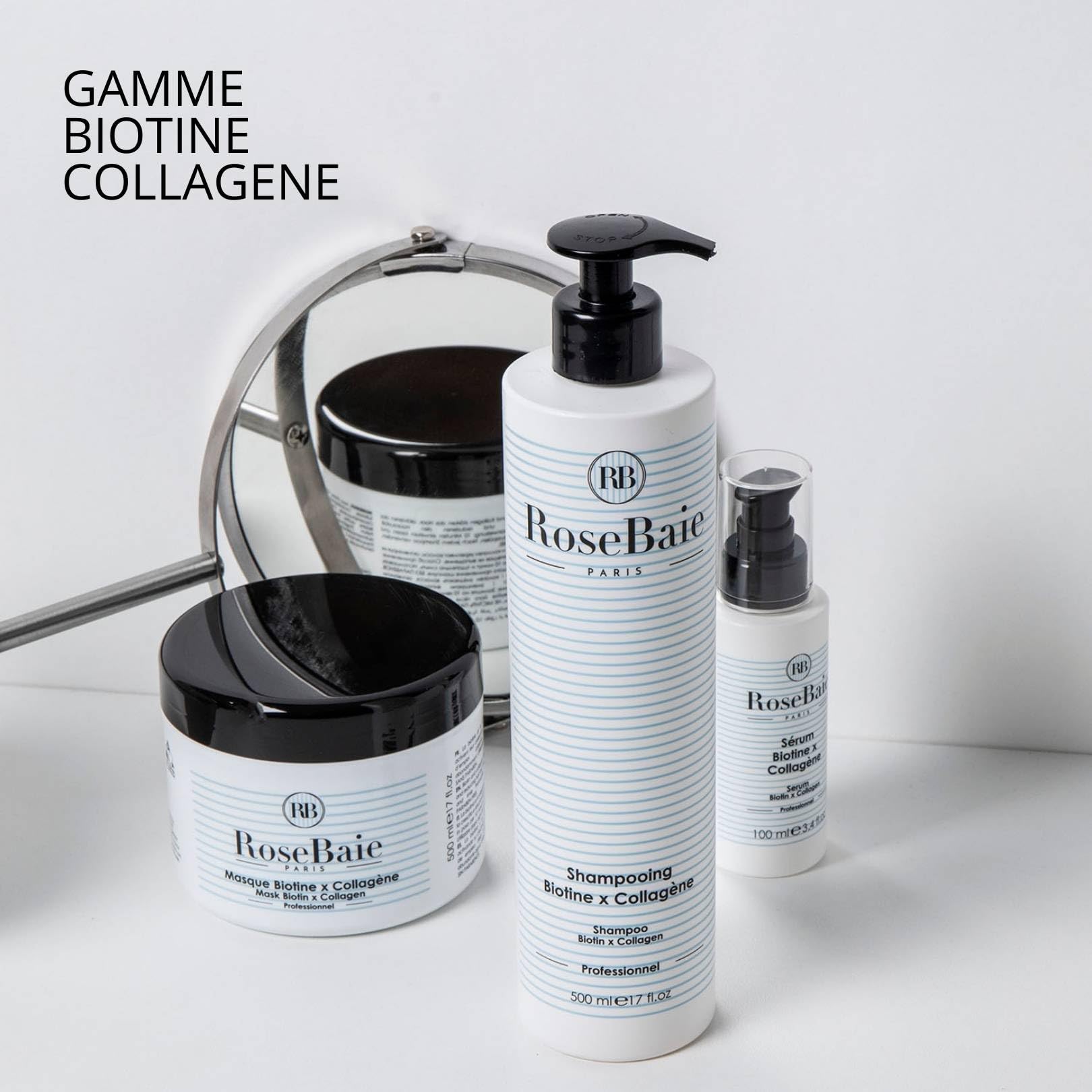 ROSEBAIE | Shampoing Biotine et Collagène | Sans Sulfates | Accélère la Pousse & Anti-Chute | Revitalisant et Hydratant | Cheveux très abîmés | Facilite le Démêlage