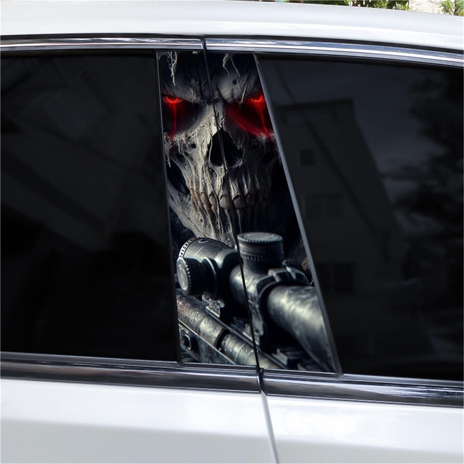 2pcs Skull Car Sticker Car B-Pillar Decal Vinyl Waterproof Decal DIY Modified Car Styling Car Door Pillar Sticker