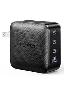 UGREEN 65W USB C Charger 4 Ports USB C Power Adapter GaN PD Fast Wall Charger Compatible with MacBook Pro/Air M2, Dell XPS, iPad Pro/Air, iPhone 16/15/14, Galaxy S24/S23, Steam Deck, and More
