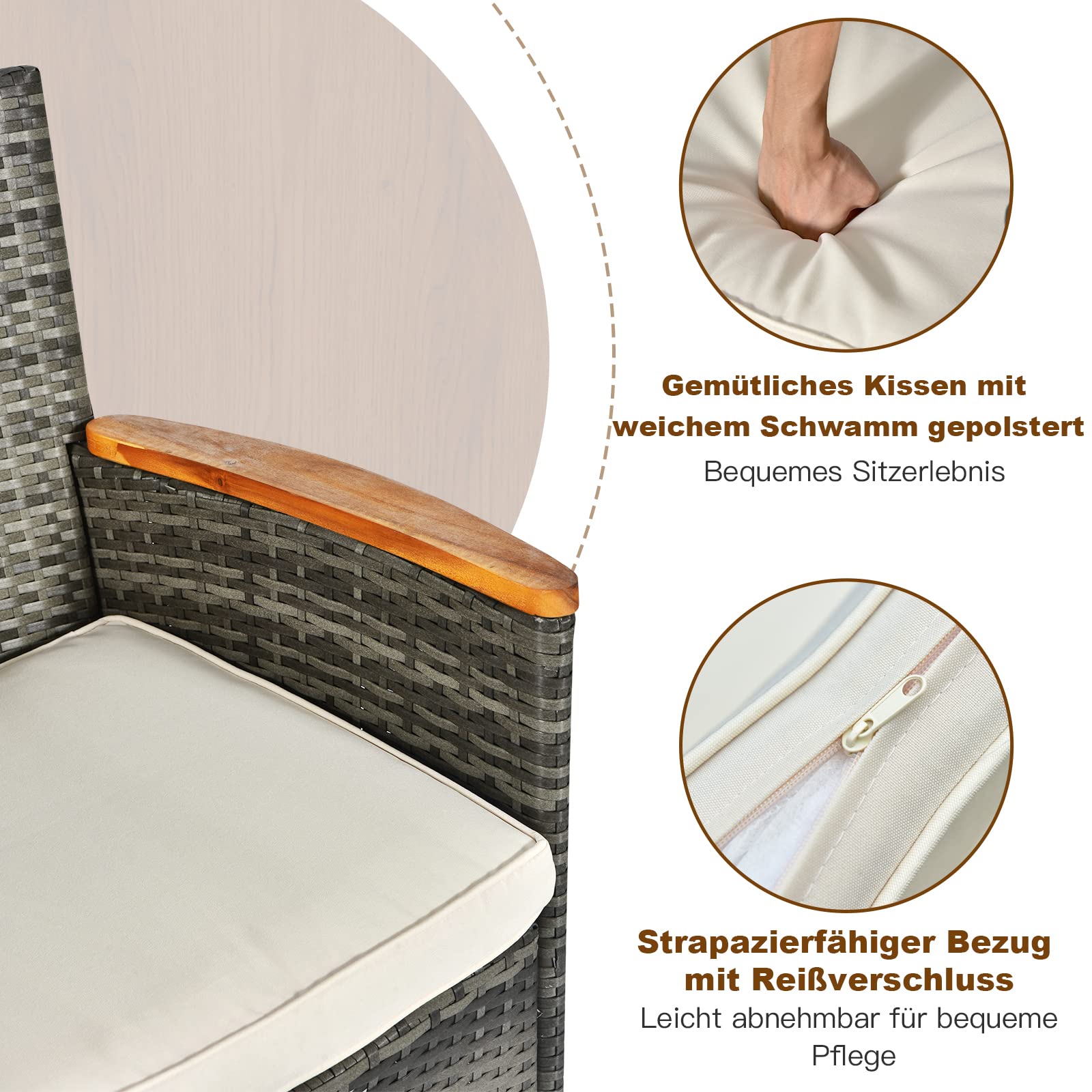 GIANTEX Rattan Gartenmöbel Set, Sitzgruppe Garten Lounge 8 Stühle mit Tisch, Rattan Lounge Möbel Outdoor, Terrassenmöbel Balkonmöbel Set für 8 Personen, Gartengarnitur Sitzgarnitur Garten Essgruppe