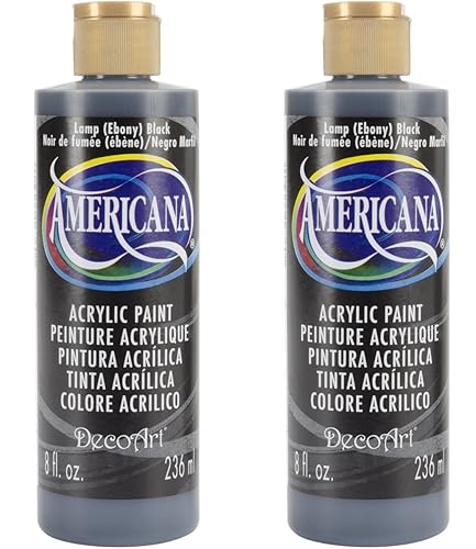 DecoArt DA067-9 Americana Acrlics, 8-Ounce, Lamp (Ebony) Black (2-Pack)