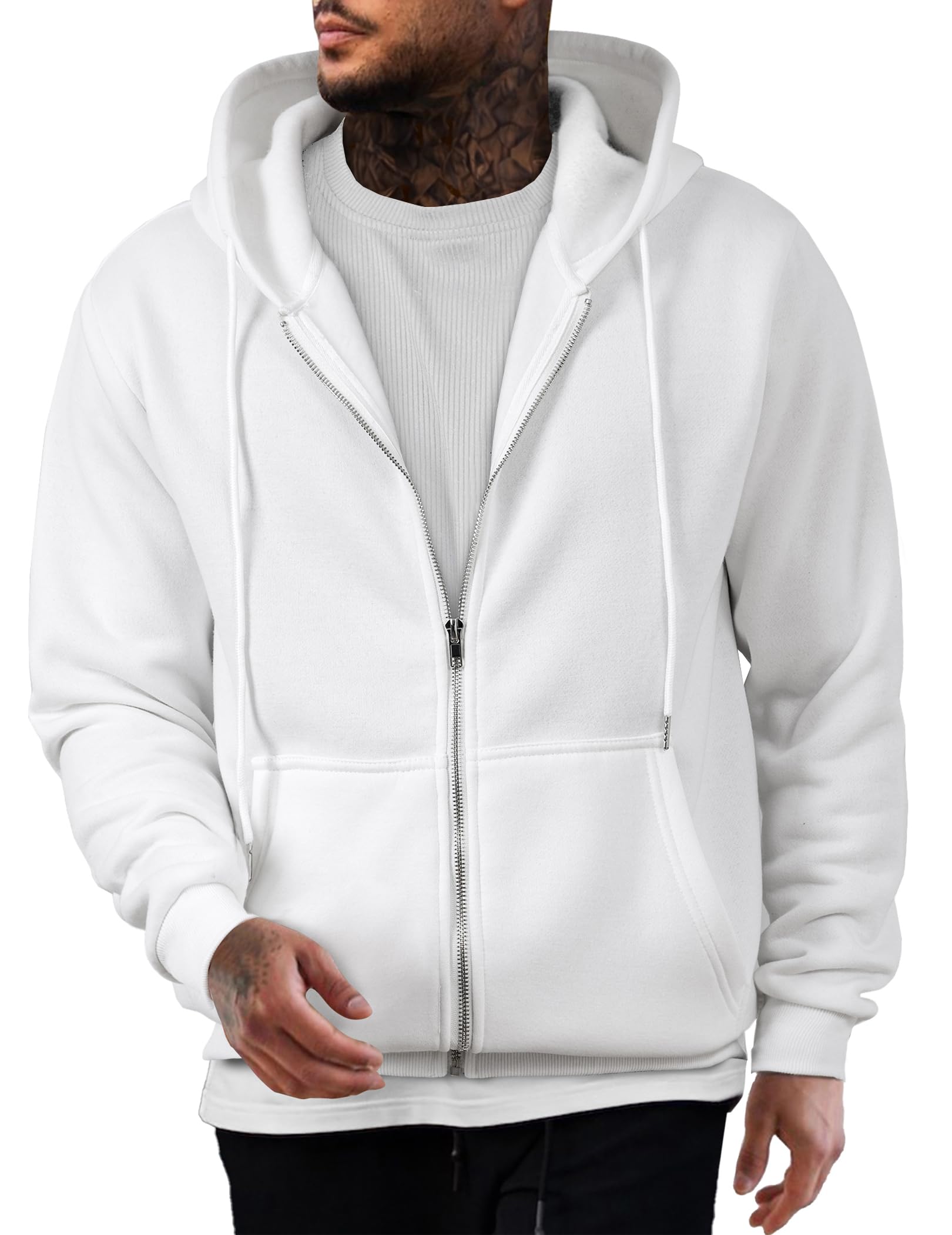 JMIERR Men's Full Zip Casual Cotton Hoodie