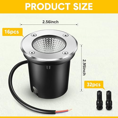 Miniatura 3 de Yahenda 16 juegos de luces de paisaje de bajo voltaje, 5 W, LED blanco cálido, impermeables, para exteriores, con conectores, iluminación de camino