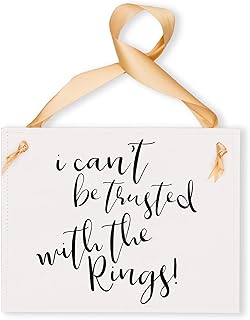 Funny Ring Bearer Wedding Sign | Young Ringbearer Page Boy Ceremony Banner (I Can't Be Trusted With The Rings)