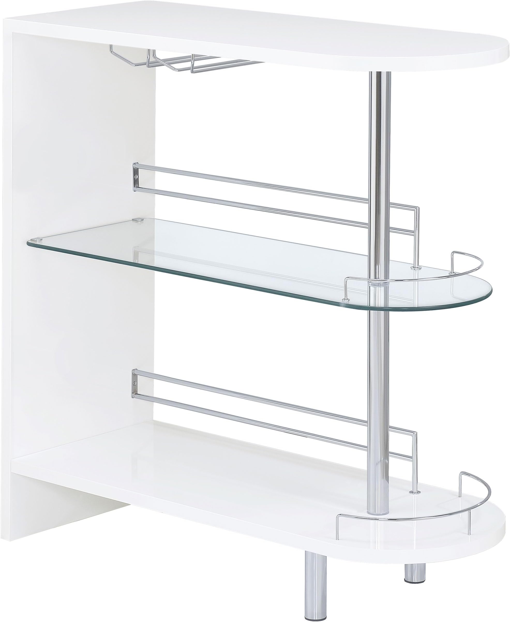 COASTER 2-holder Bar Table, Glossy White/Clear